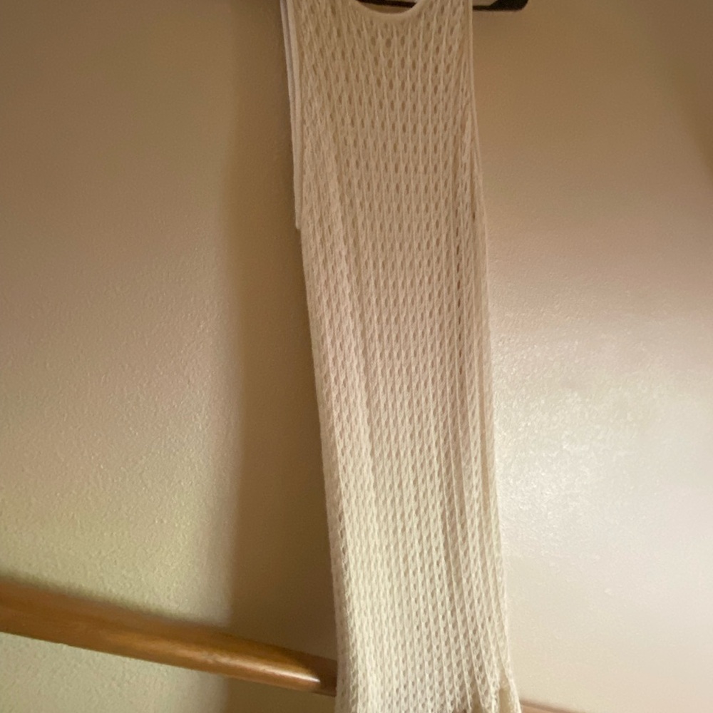 VENUS Cream Open-Weave Sleeveless Maxi Dress
